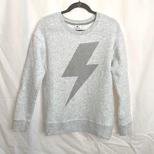 SUNDRY Lightning Bolt Sweatshirt Heather Grey Side Zip size 1 Small